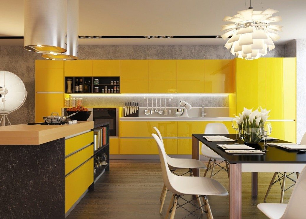 black-and-yellow-kitchen