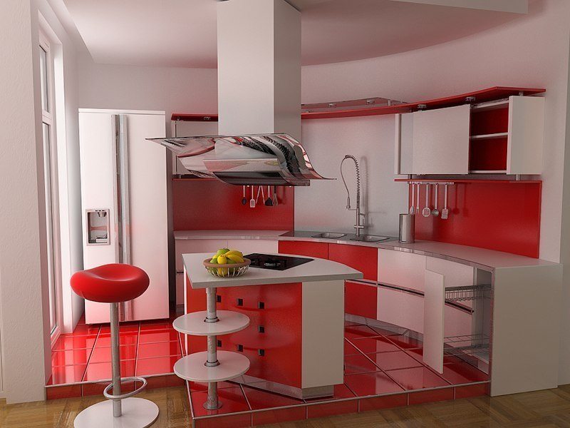 Sarkana krāsa virtuvē - pikants interjera risinājums 1