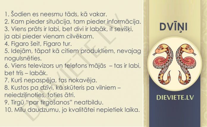 10 principi, kuri vislabāk raksturo Dvīņus 2