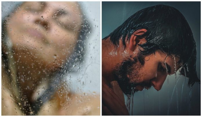 vīrieši un sievietes dodas dušā