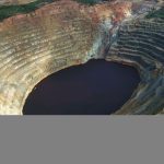 Corta Atalaya, a huge open-pit mine, as seen from above. (National Geographic)